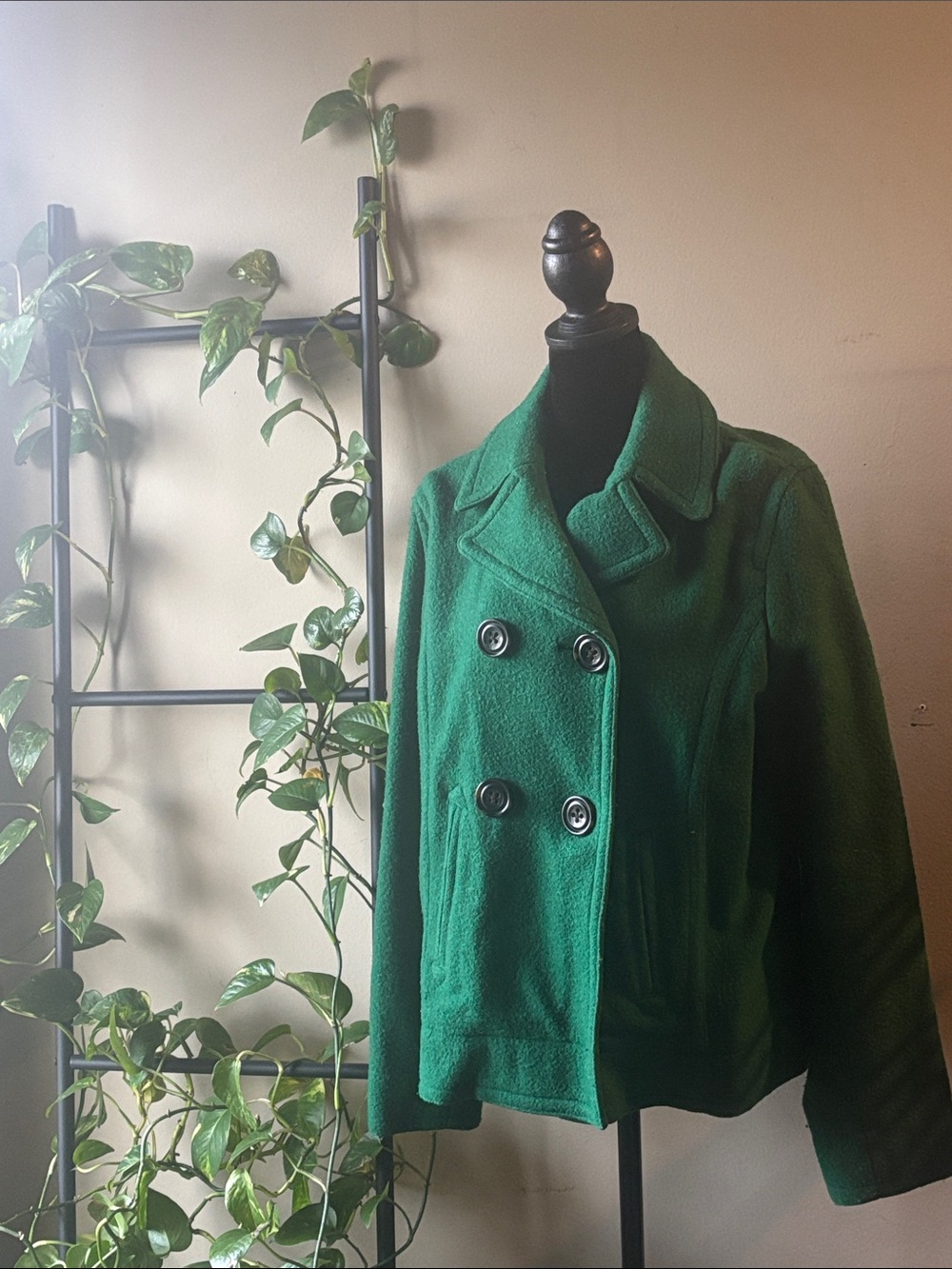 GAP Emerald Green Double-Breasted Pea Coat